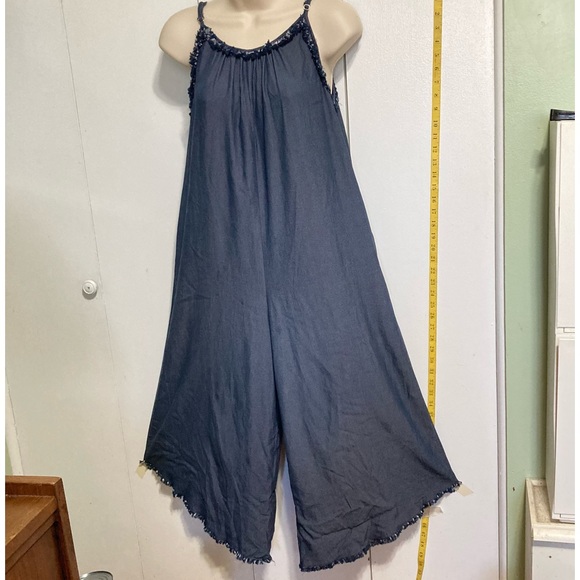 Romper Jumpsuit Chambray Denim Wide Leg Lightweight Cami  Culottes Womens Small - Picture 7 of 16